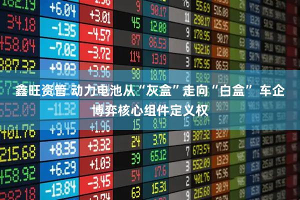 鑫旺资管 动力电池从“灰盒”走向“白盒” 车企博弈核心组件定义权